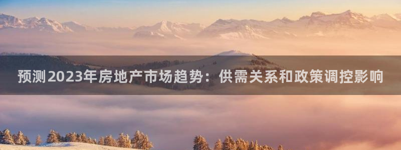 风暴娱乐图片：预测2023年房地产市场趋势：供需关系和政策调